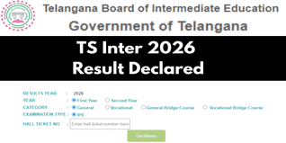 TS Inter Result 2026 Declared; 66.20% Pass in 1st Year, 70.58% in 2nd Year